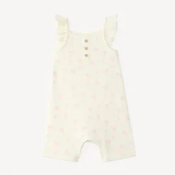 Combishort en maille côtelée imprimé fleuri pour bébé fille