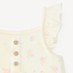 Combishort en maille côtelée imprimé fleuri pour bébé fille