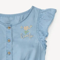 Combishort en sergé avec ceinture pour bébé fille