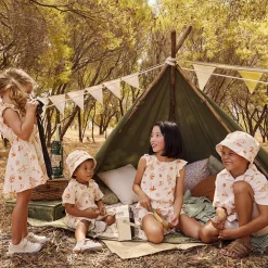 Combishort en tetra imprimé fantaisie vacances pour fille