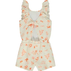 Combishort en tetra imprimé fantaisie vacances pour fille