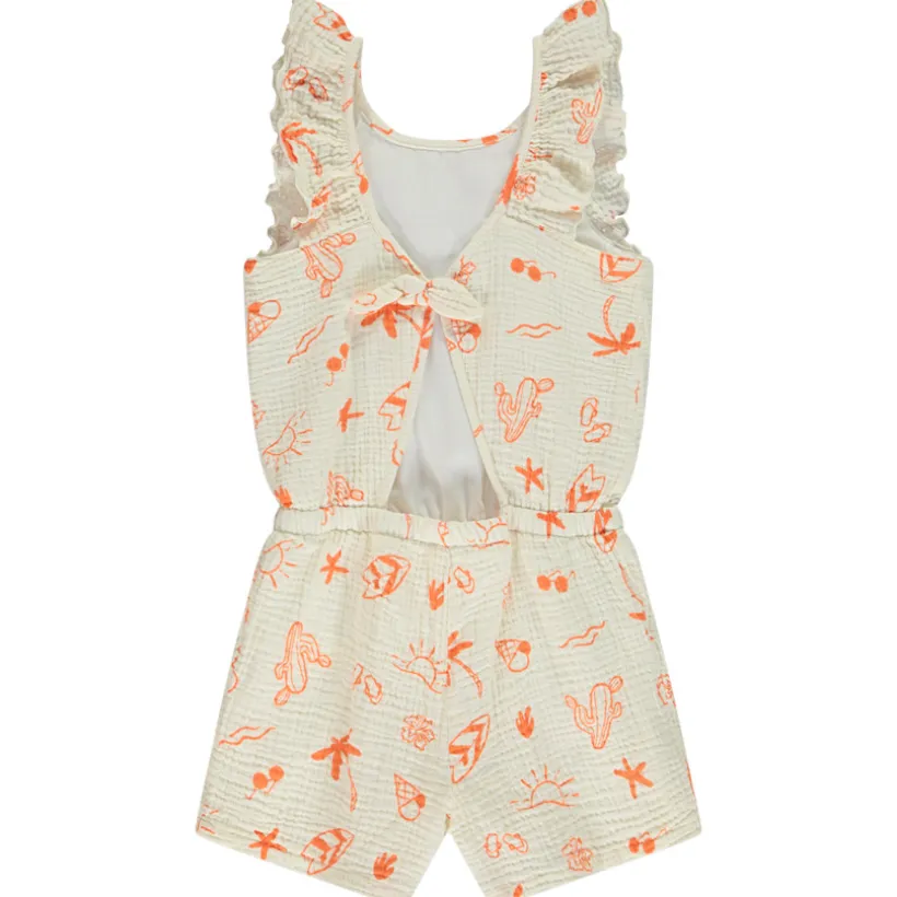 Combishort en tetra imprimé fantaisie vacances pour fille