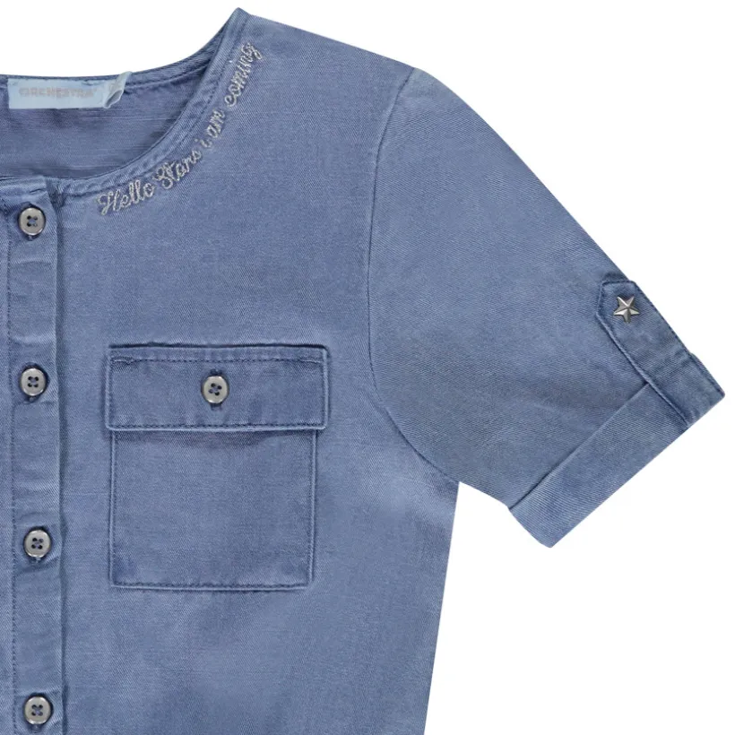 Combishort en viscose avec broderie pour fille