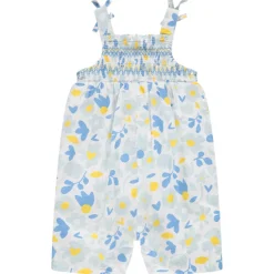 Combishort imprimé floral à smocks pour bébé fille