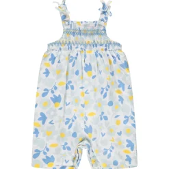 Combishort imprimé floral à smocks pour bébé fille