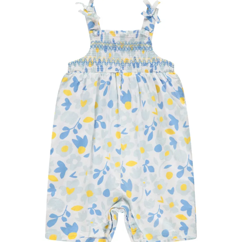 Combishort imprimé floral à smocks pour bébé fille