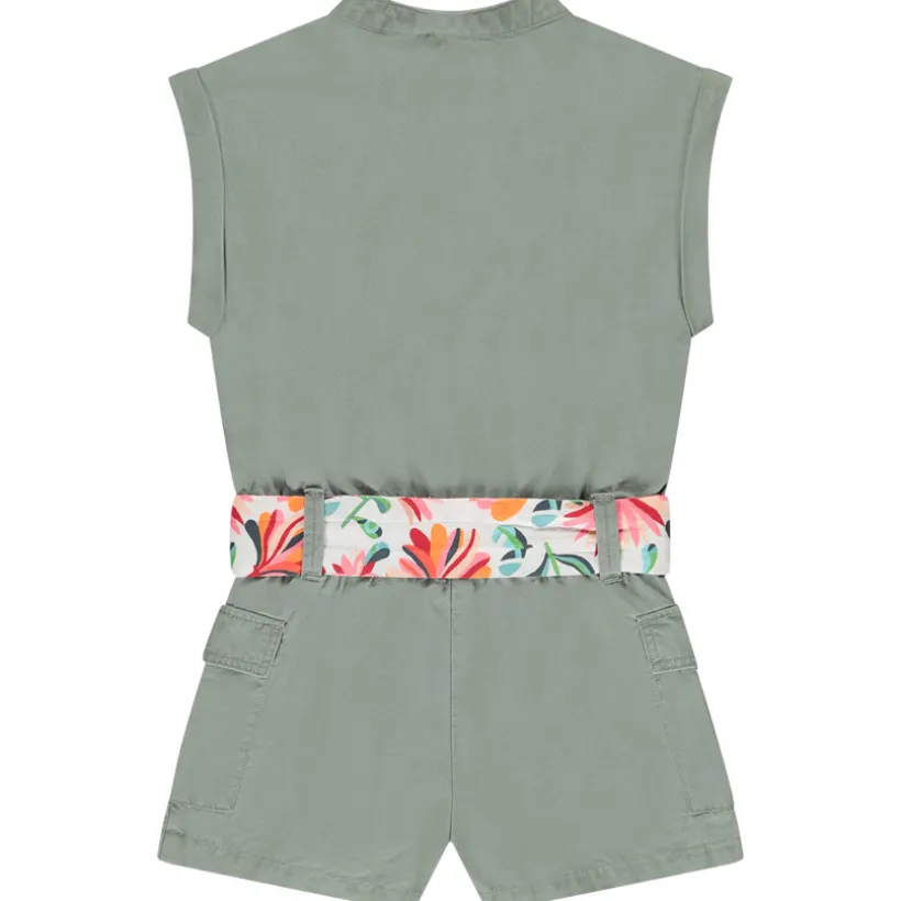 Combishort sans manches avec ceinture imprimée pour fille