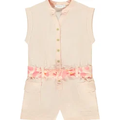 Combishort sans manches avec ceinture imprimée pour fille