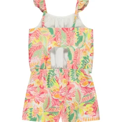 Combi-short sans manches imprimé tropical pour fille