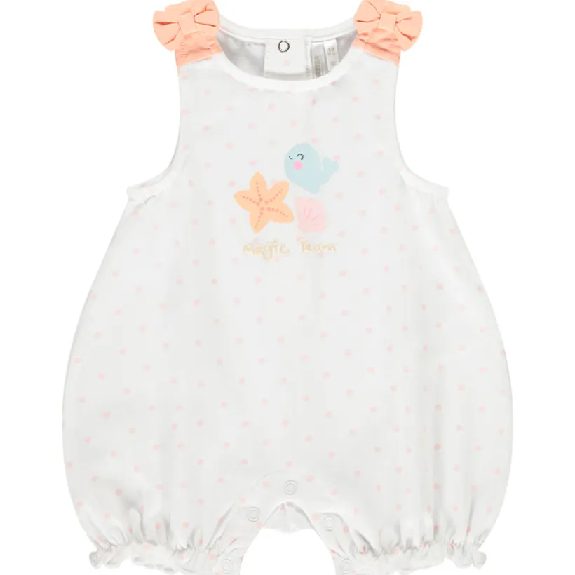 Combishort sans manches imprimé pois à nœuds pour bébé fille