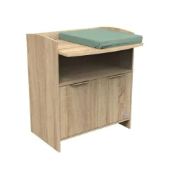 Commode avec plan à langer Azur aspect chêne doré