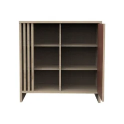 Commode avec 1 porte et 3 niches Tokyo aspect chêne suave/terracotta