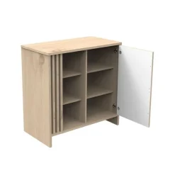Commode avec 1 porte et 3 niches Tokyo aspect chêne suave/blanc