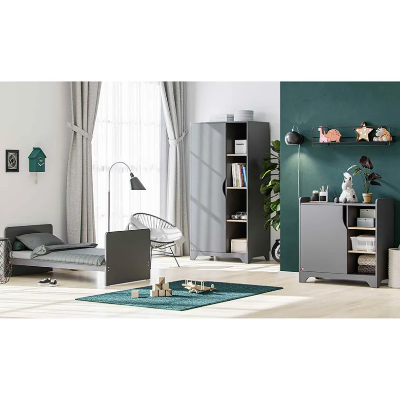 Commode et Plan à langer Leaf - Gris / Bois