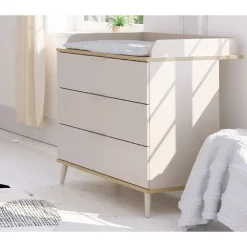 Commode Hazel + plan à langer Cashmere Beige / Chêne montana