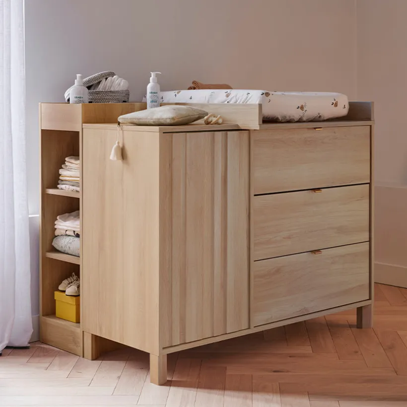 Commode à 1 porte et 3 tiroirs Calypso chêne du bocage