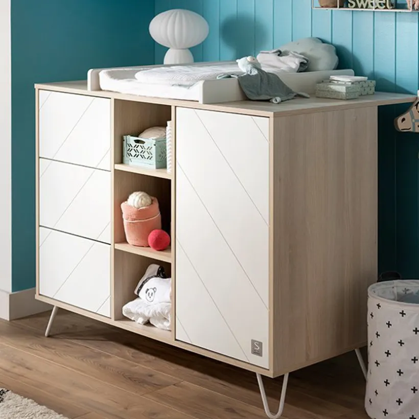 Commode 1 porte + 3 tiroirs + 3 niches - Happy
