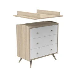 Commode 3 tiroirs access - Bois/Blanc