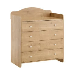 Commode 4 tiroirs avec plan à langer Megève aspect chêne