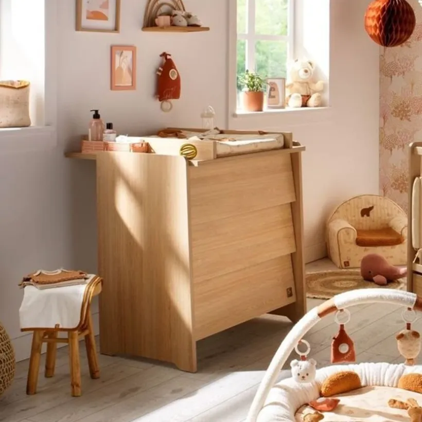 Commode 3 tiroirs Cannelle aspect chêne miel