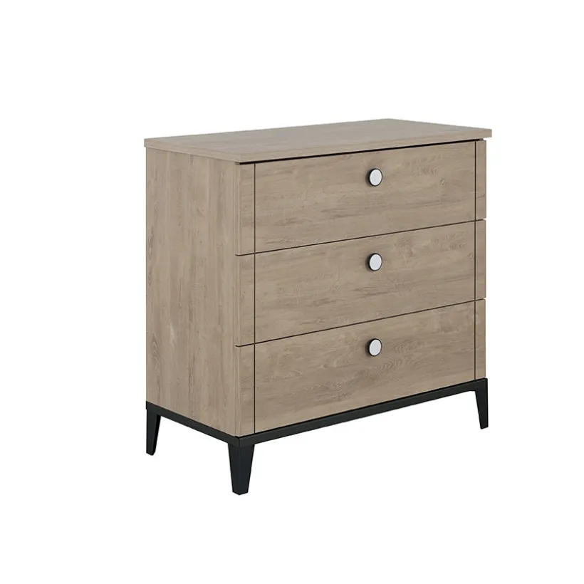Commode 3 tiroirs Marcel Chêne & noir