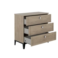 Commode 3 tiroirs Marcel Chêne & noir