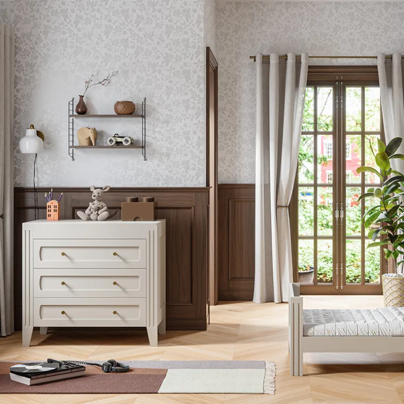 Commode 3 tiroirs Milenne sable-beige
