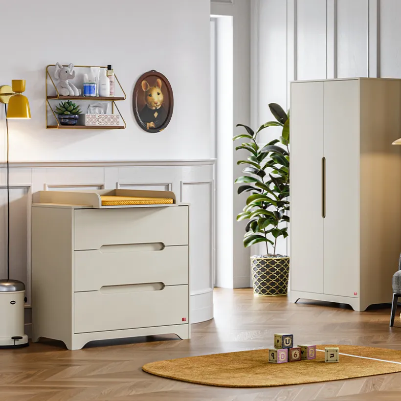 Commode à 3 tiroirs Ova gris-beige