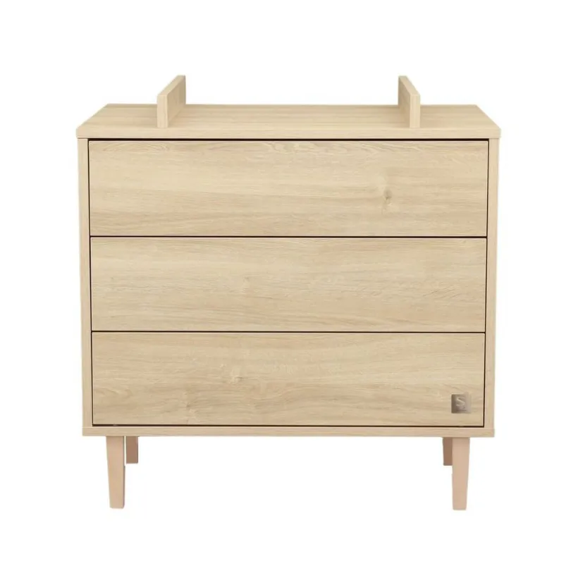 Commode 3 tiroirs Paloma aspect chêne sépia