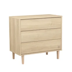 Commode 3 tiroirs Paloma aspect chêne sépia