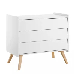 Commode à 3 tiroirs Vintage blanc/chêne