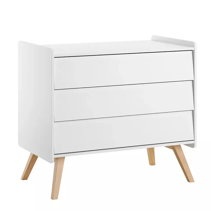 Commode à 3 tiroirs Vintage blanc/chêne