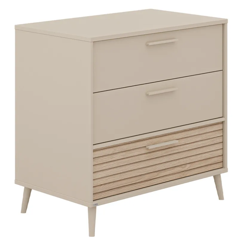 Commode 3 tiroirs 95 x 93 x 57 cm Cashmere Beige/Chêne Groovy