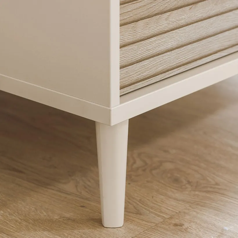 Commode 3 tiroirs 95 x 93 x 57 cm Cashmere Beige/Chêne Groovy