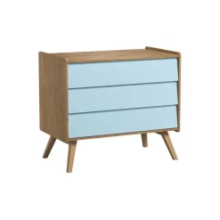 Commode Vintage - Chêne / Bleu