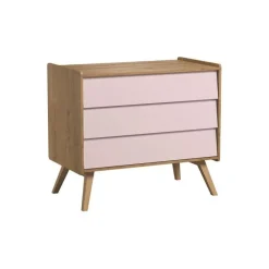 Commode Vintage - Chêne / Rose