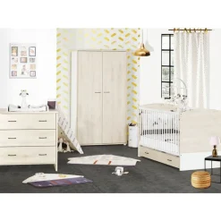 Commode vintage hêtre cendre 3 tiroirs