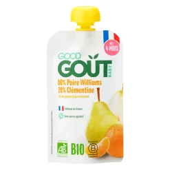 Compote de fruits BIO en gourde 120g poire/clémentine
