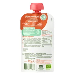 Compote de fruits en gourde pêche/poire bio - 120g