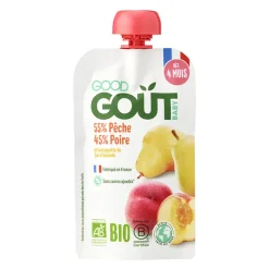 Compote de fruits en gourde pêche/poire bio - 120g