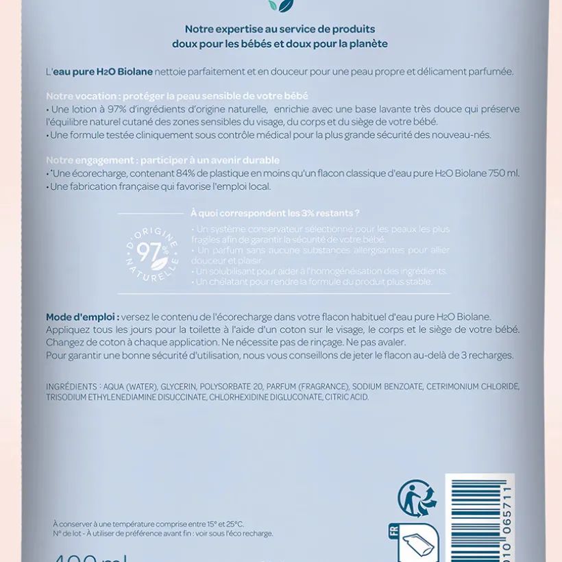 Éco-recharge nettoyant sans rinçage Eau Pure H2O 400 ml