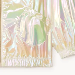 Coupe-vent en toile iridescente à capuche pour bébé fille