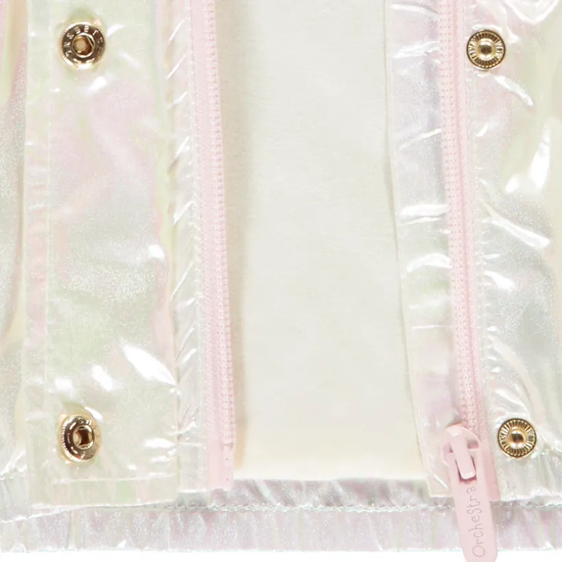 Coupe-vent iridescent à capuche pour bébé fille