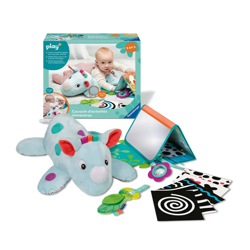 Coussin d'activités 3 en 1 Play+ rhinocéros