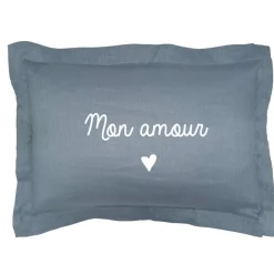 Coussin décoratif "Mon amour" - Bleu