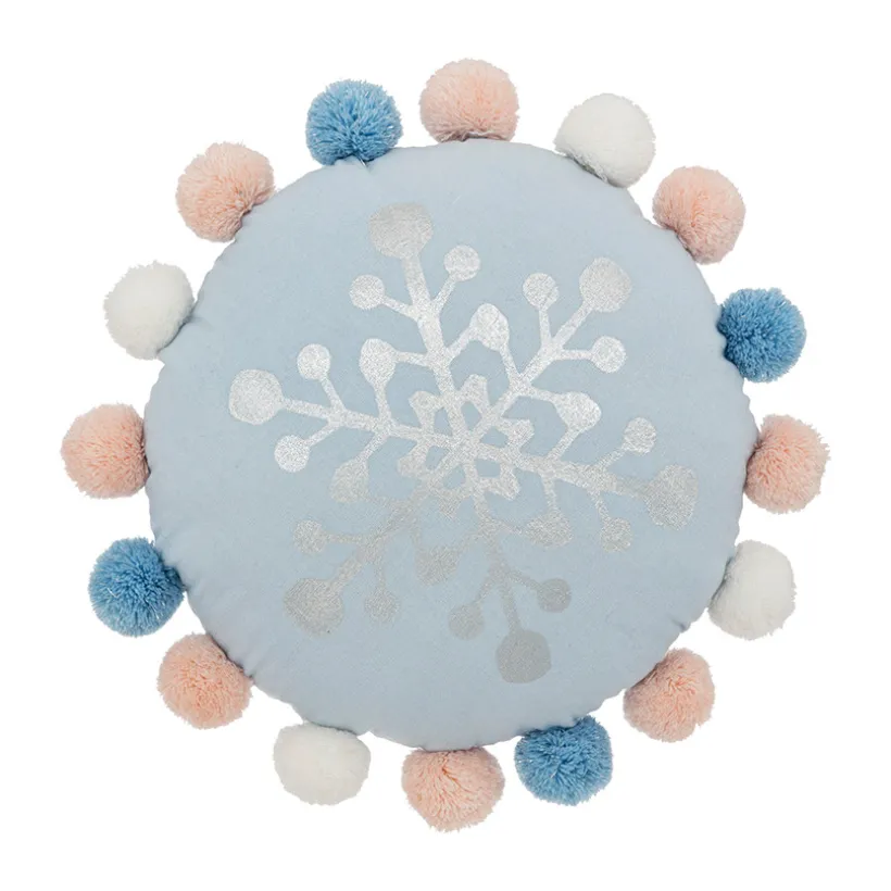 Coussin décoratif à pompons Flocon