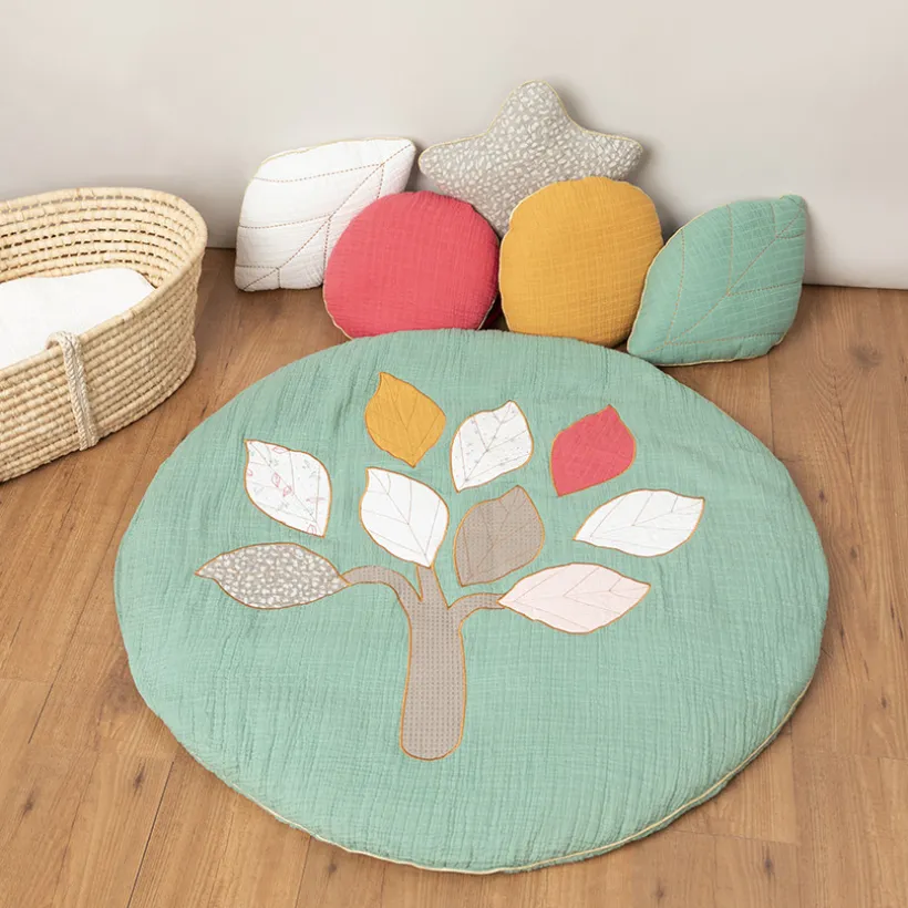 Coussin décoratif rond en tétra modulable en tour de lit ou de parc