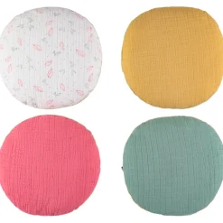 Coussin décoratif rond en tétra modulable en tour de lit ou de parc