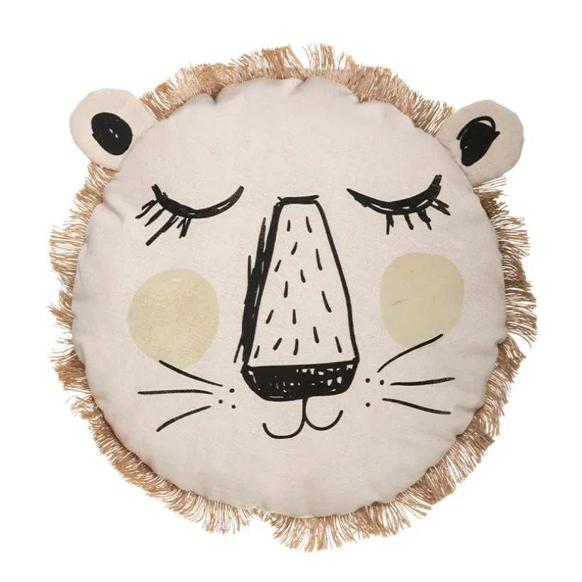 Coussin lion avec franges