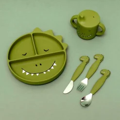 Couverts 3 pièces manches en silicone Mr Dino
